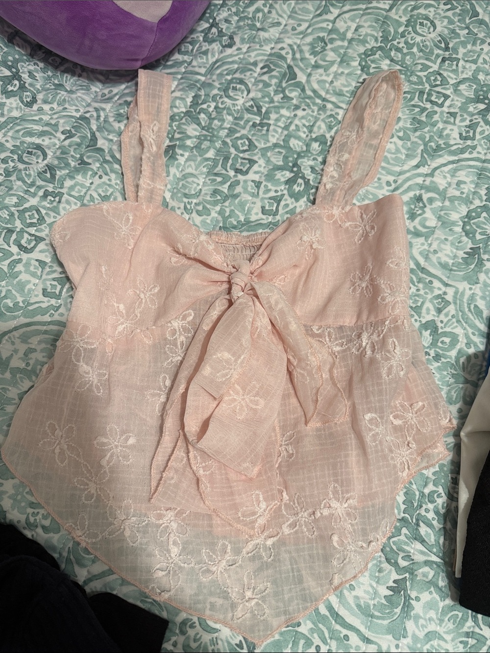 SHEIN Light Pink Floral Tie-Front Camisole